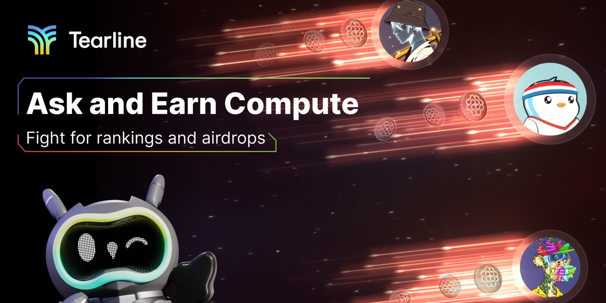 Fellows, time to earn more #Tearline AIRDROPS🦉💸

a) Drop your Qs in the chatbot
b) Earn Compute &amp; Power from all engagements 
c) Redeem future airdrops

🚀Every move brings you closer to massive rewards.

💸 GO! 💸 t.me/TearlineAI_Bot…