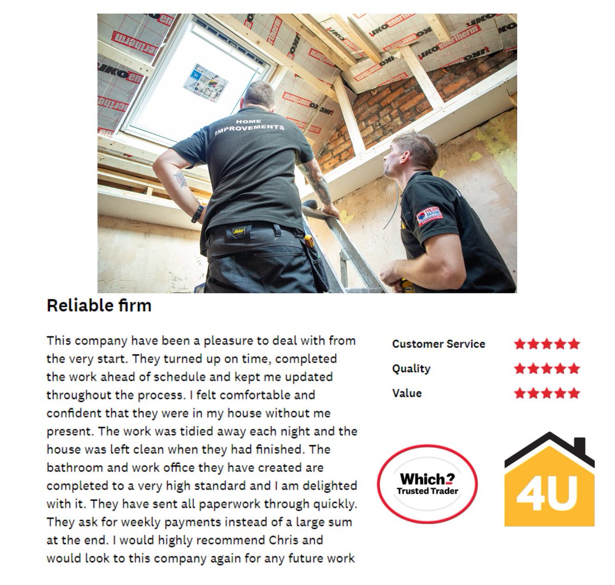 What a fantastic review left for us on <a href="/WhichTraders/">Which? Trusted Traders</a> , thank you 🌟
