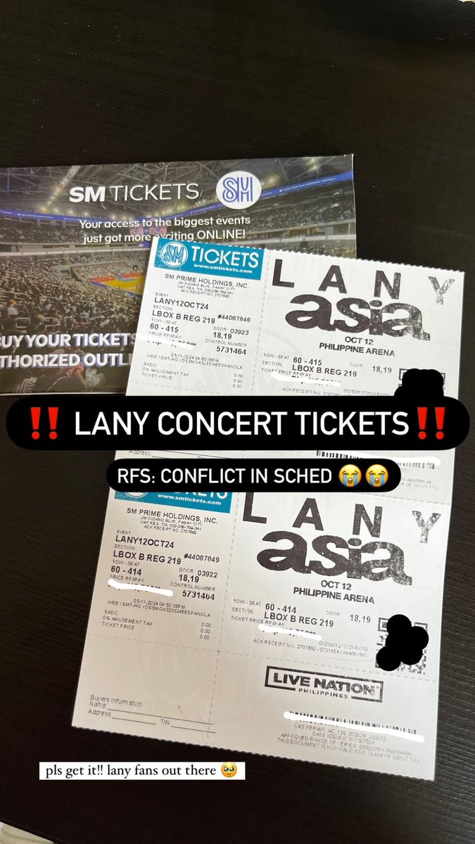 Hi guys! I have two Lany tickets available! Please let me know if you're interested💙