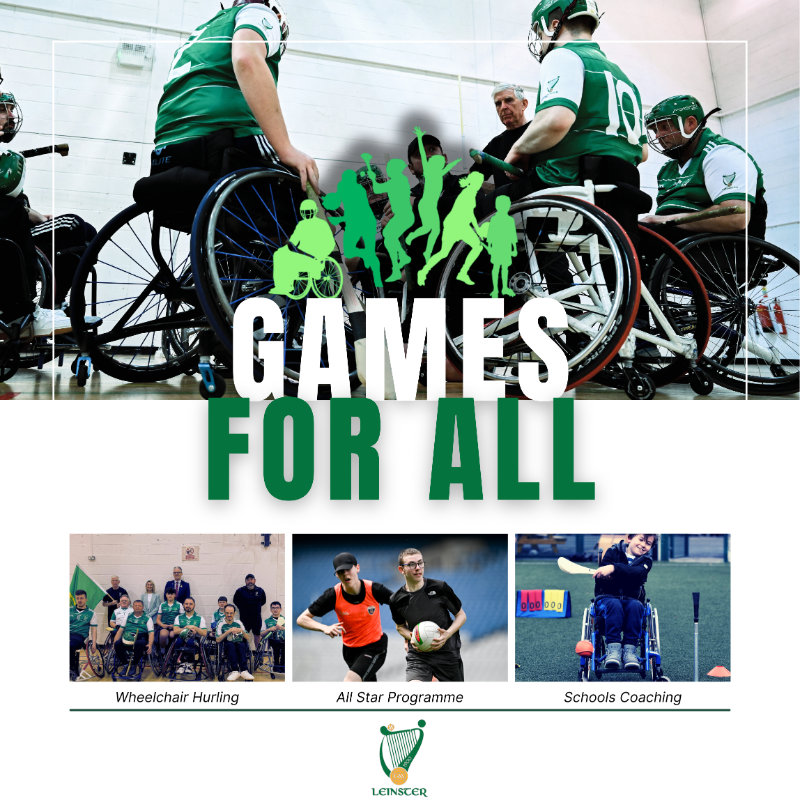gaaleinster's tweet photo. The Leinster GAA Games For All Committee work across a range of initiatives including;
👨🦽 Wheelchair Hurling
💫 All Star Programme
🤾 Schools Coaching
& More.....
To see how you can get involved or learn more contact us today ⤵️
#LeinsterGAA #Games4All