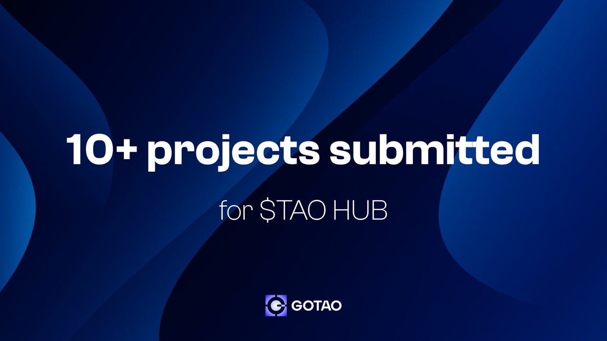 goTAO_ai's tweet photo. Exciting news!

Over 10+ projects have already submitted for the $TAO Hub launchpad. We're thrilled to see this level of innovation and can't wait to support these AI-driven ventures in the Bittensor ecosystem!

#goTAO #TAO $GAO #AI https://t.co/IDjGIDRaAx