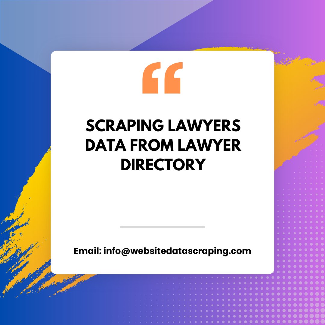 webscraping01's tweet image. Abogados365 Lawyers Data Scraping
websitedatascraping.com/abogados365-la…
Gather and analyze detailed lawyer information from Abogados365 with our scraping services! ⚖️💼
WhatsApp: +91-997-972-6697
#Abogados365 #Lawyers #DataScraping #LegalData #WebScraping
