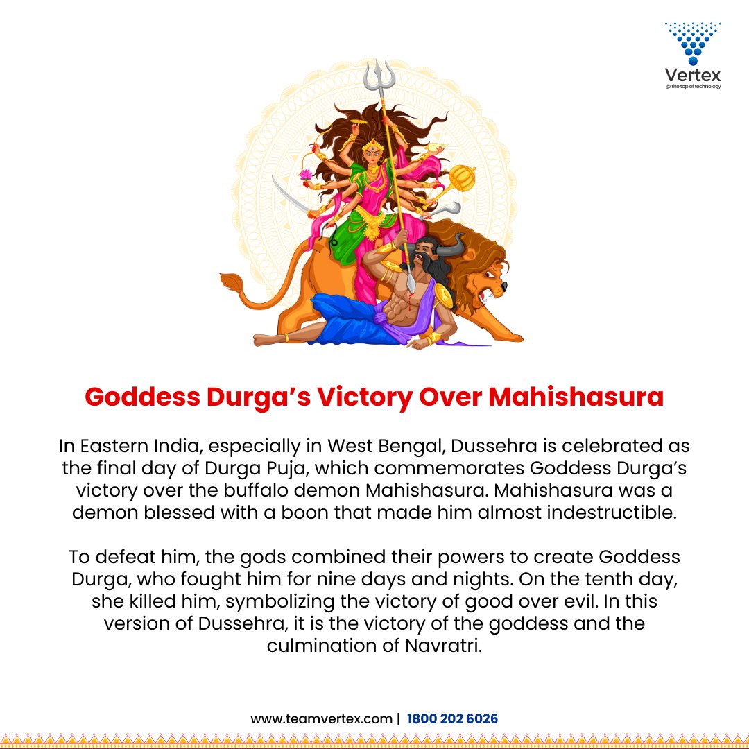 vertex_techsol's tweet image. Happy Dussehra! 🌿✨

Celebrating the triumph of good over evil, truth over lies, and light over darkness. This Dussehra, let’s embrace the spirit of victory and start anew with hope and courage. Wishing you and your loved ones happiness, peace, and success.

#Dussehra  #Festive