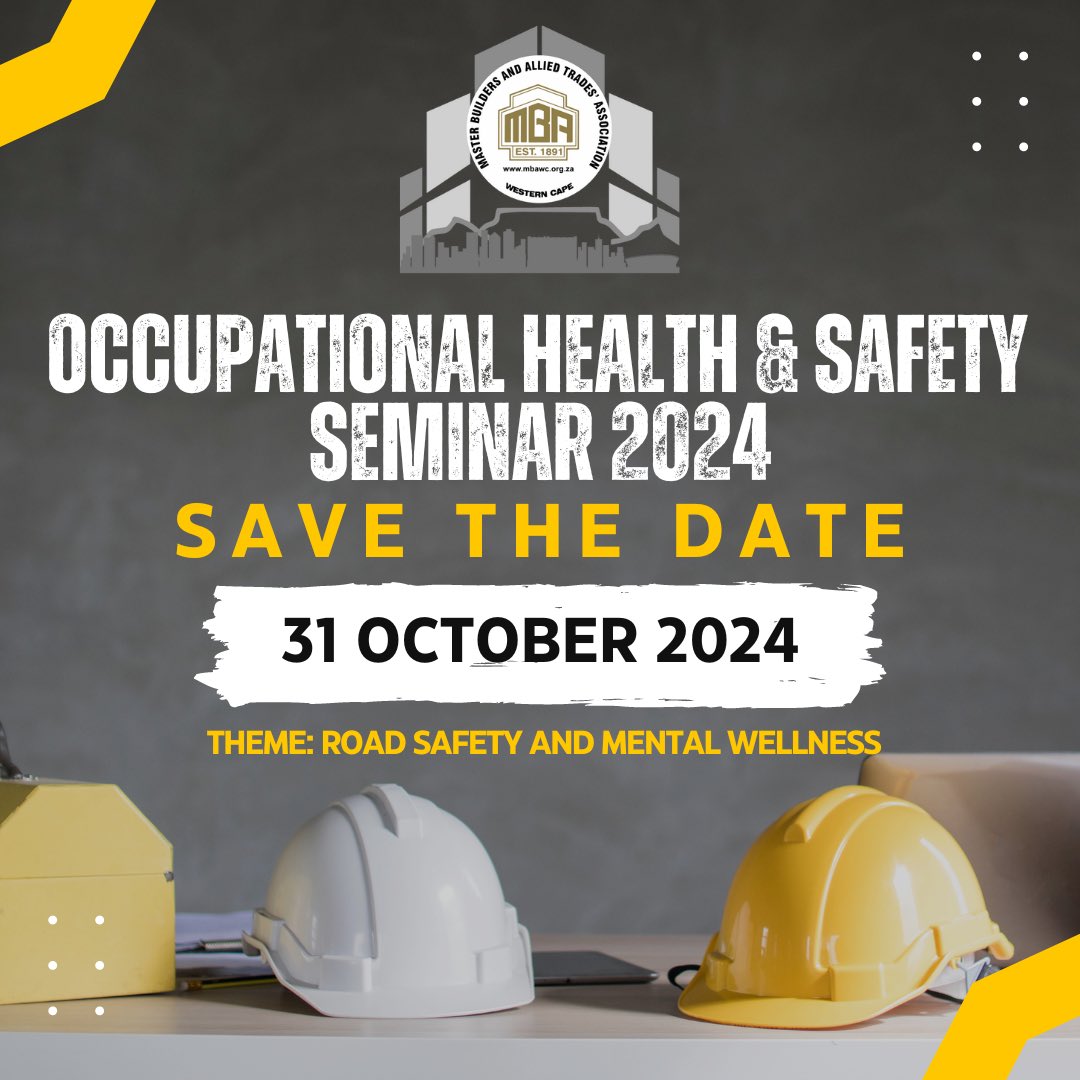 mba_assoc's tweet photo. Save the Date!
OHS Seminar | 31 Oct 2024
Theme: Road Safety &amp; Mental Wellness

Stay tuned for details!

#SafetyFirst #OHS2024 #RoadSafety #MentalWellness #MBAWC https://t.co/nuqAuWA2oz