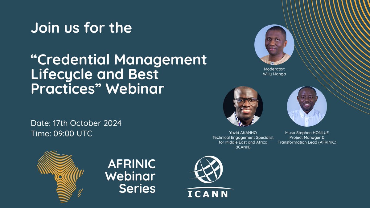 AFRINIC-The Regional Internet Registry for Africa (@afrinic) on Twitter photo Ready to level up your credential management? Don't miss our upcoming webinar where we'll dive into how secure practices can safeguard INRs, DNS, and the broader Internet. Learn about audits, automation, and incident response. Register here>> bit.ly/AFRINICWebinar… Ready to level up your credential management? Don't miss our upcoming webinar where we'll dive into how secure practices can safeguard INRs, DNS, and the broader Internet. Learn about audits, automation, and incident response. Register here>> bit.ly/AFRINICWebinar…