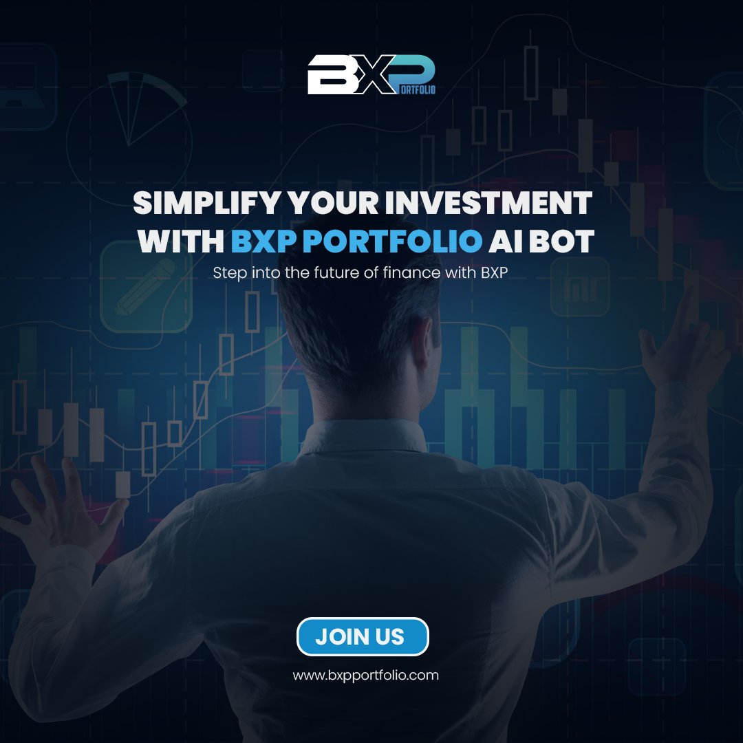 bxpplatform's tweet image. Simplify your investment journey with BXP Portfolio AI BOT. Step into the future of finance and unlock the power of AI-driven trading.
.
#BXPPortfolio #AITrading #SimplifyInvesting #AIBot #SmartInvesting #InvestmentMadeEasy #WealthManagement #FinancialGrowth #JoinBXP