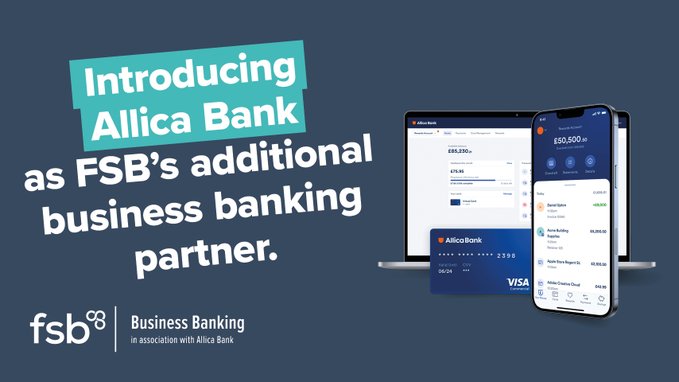We’ve partnered with Allica Bank to bring you a new business current account with an Instant Access Savings Pot earning a competitive interest rate and an additional boost of 0.25%, as part of FSB Business Banking, only for FSB members. 

• Up to 1.5% cashback on card spend 
•
