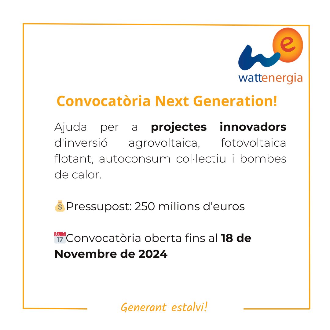 WATTENERGIA's tweet photo. El Ministeri per a la Transició Ecològica ofereix ajudes per a agrovoltaica, fotovoltaica flotant, autoconsum i bombes de calor.

Termini: 30 set. - 18 nov. 2024
Pressupost: 250M€

Informa't:https://t.co/V9UFbpADPX

#EnergíasRenovables #Sostenibilitat https://t.co/Yug3tTiST9