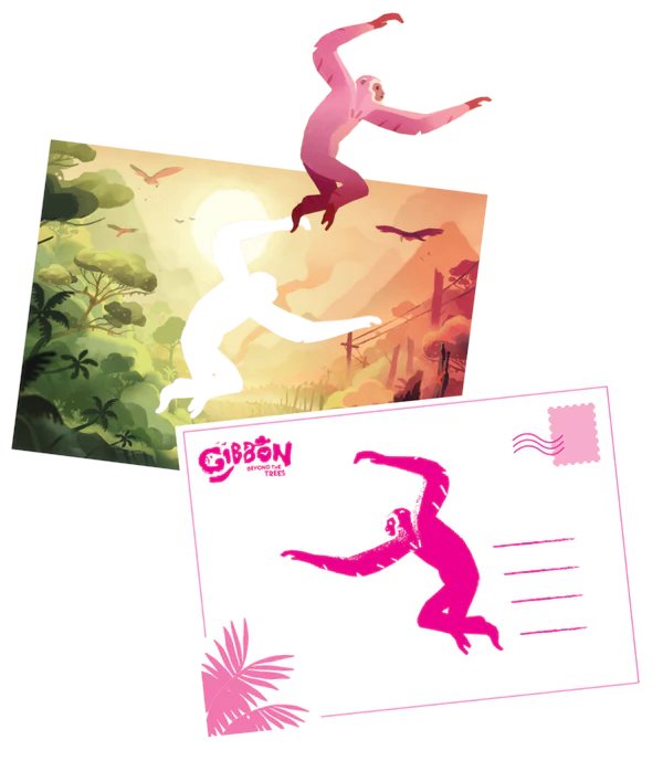 brokenrules's tweet image. The upcoming physical copy of Gibbon will include so many beautiful exclusives:

🌟 New cover art by @Ungapants 
🌟 Extended art manual with concept art and thought processes
🌟 Pop-out postcard with a gibbon to hang in your plants
🌟 1 of 4 Charity NGO cards
🌟 Trading Cards