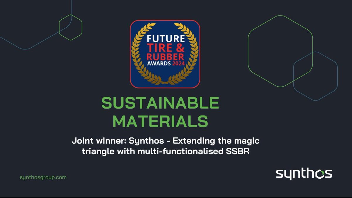 We are proud to share that #Synthos Synthetic Rubber has been recognized as a joint winner in the European Rubber Journal Future Tire &amp; Rubber Awards 2024, in the Sustainable Materials category.

♻️ synthosgroup.com/en/automotive-…

#SyntheticRubber #TireIndustry