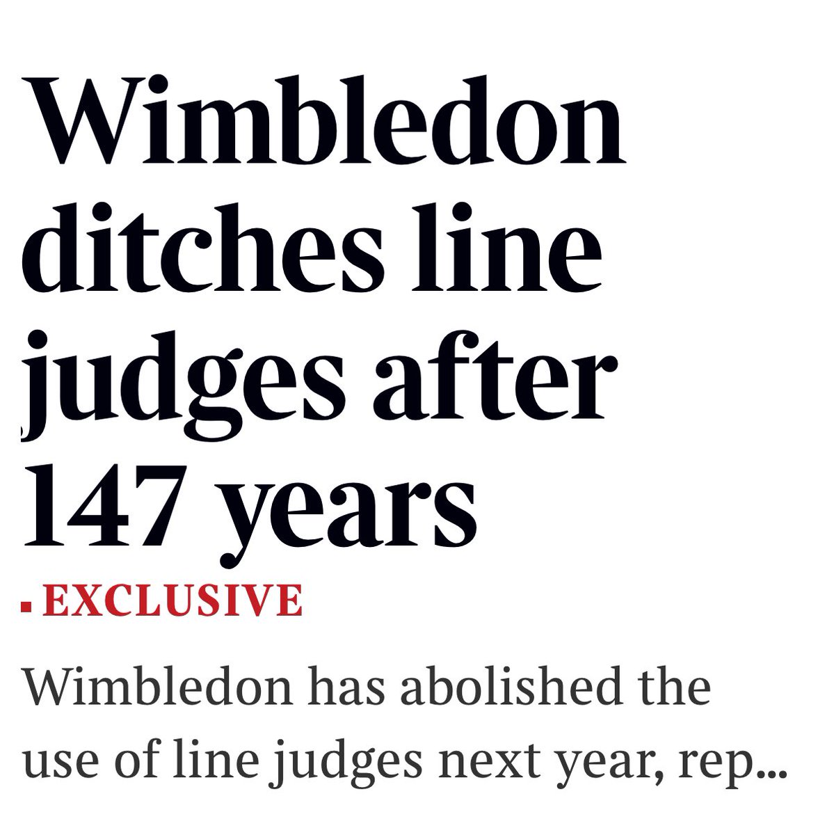 Tennistimechat's tweet image. Exclusive from The Times: Wimbledon is abolishing line judges next year, marking the first time in its 147-year history that human officials will be replaced by artificial intelligence. The tradition is getting a high-tech twist—what’s next? 🍓🎾 

#Wimbledon #TraditionMeetsTech…