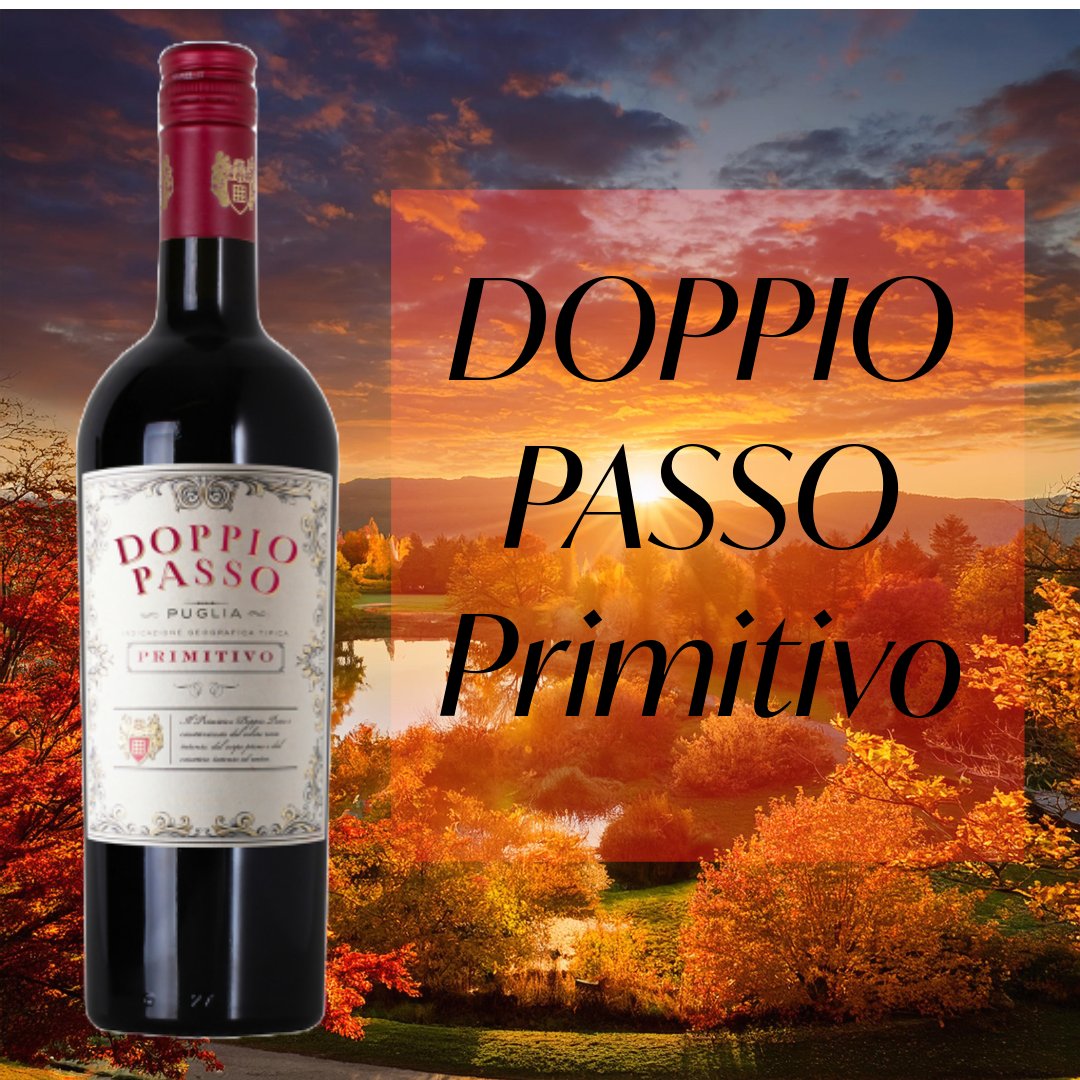 🍁 This week’s featured wine is Doppio Passo Primitivo—perfect for crisp autumnal evenings. With notes of blackberry, plum, and a hint of chocolate, it’s the ultimate indulgence. Stock up for your next gathering! #OctoberWineIndulgence”