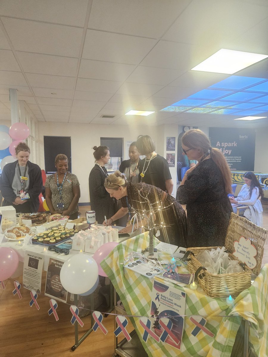 BartsChaplaincy's tweet photo. a halo of light is around the babyloss awerness week stall #babyloss #whipscross maternity https://t.co/4wjWN8pOf1