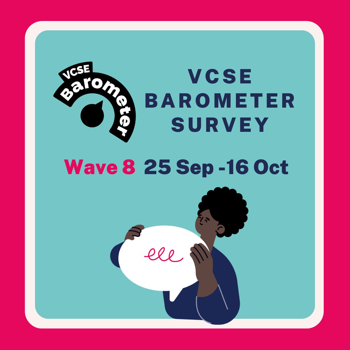 VCSEObservatory's tweet image. Why not take some time today to complete VCSE Barometer Survey Wave 8 25 Sep -16 Oct? It’s not too late to raise your voice and help @VCSEObservatory &amp;amp; @ProBonoEcon  paint the picture of #VCSE #volunteering #vcsegovernance right now! bit.ly/3TBadVt 🙏