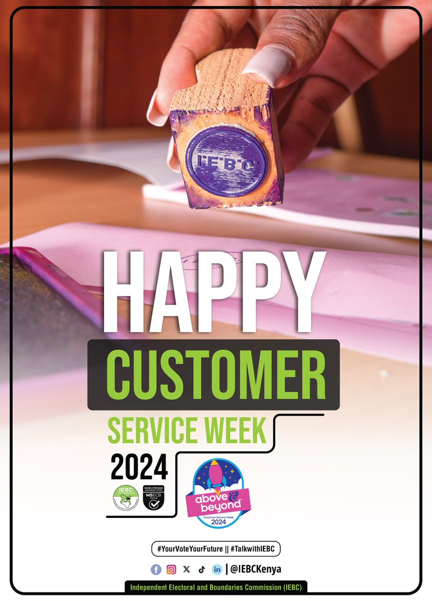IEBCKenya's tweet photo. As we celebrate #CustomerExperienceWeek2024, we extend our gratitude to our stakeholders and partners.
Thank you for your continued support.
#CXWeek2024
#AboveAndBeyond
#ElectionManagement
#YourVoteYourFuture
#TalkWithIEBC https://t.co/fbCxhsylcf