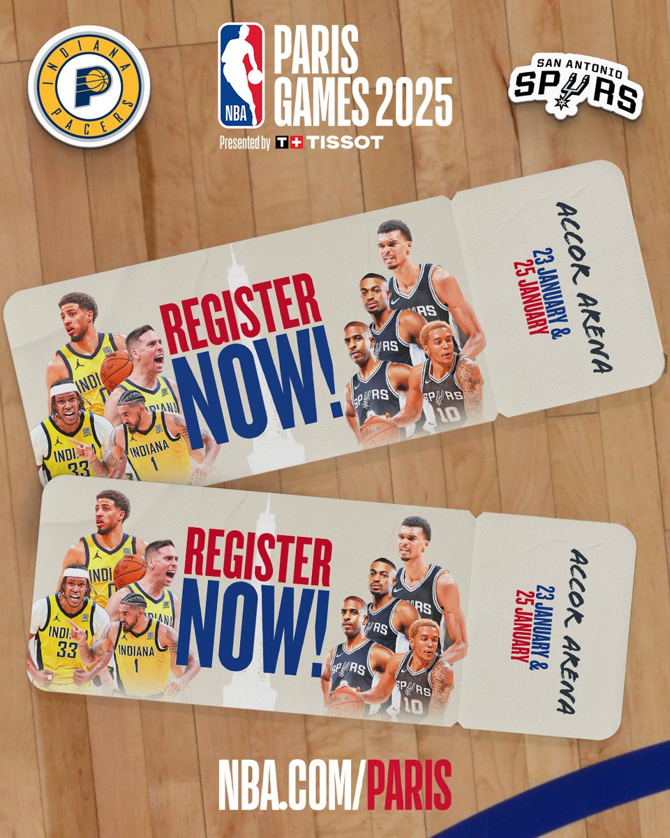 😱 OOOH MAMAAAAA! 😱

𝐃𝐄 𝐑𝐄𝐓𝐎𝐔𝐑 𝐄𝐍 𝐅𝐑𝐀𝐍𝐂𝐄!
PAS UN (…) MAIS DEUX #NBAParis GAMES 2025 présentés par Tissot 🏀 🇫🇷

🗓️ Les jeudi 23 et samedi 25 janvier 2025
🎟️ Ouverture de la billetterie le 24 octobre

Inscrivez-vous ici avec un NBA ID : on.nba.com/PARISTICKETS20…