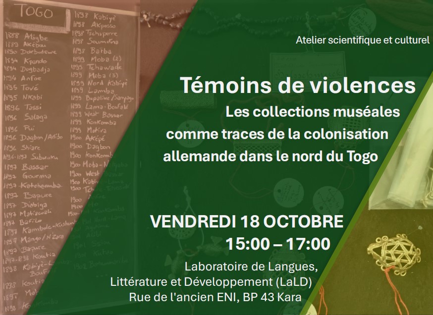 Three upcoming workshops in Togo/Ghana by our project "Repertory of Colonial Plunder", organised by Yann LeGall and Sela K. Adjei (in Accra);  Kokou Azamede &amp; Fati Fousséni (in Lomé); Komlan Kouzan &amp; Aqtime M. Edjabou (in Kara).
More information: tu.berlin/en/go268021/