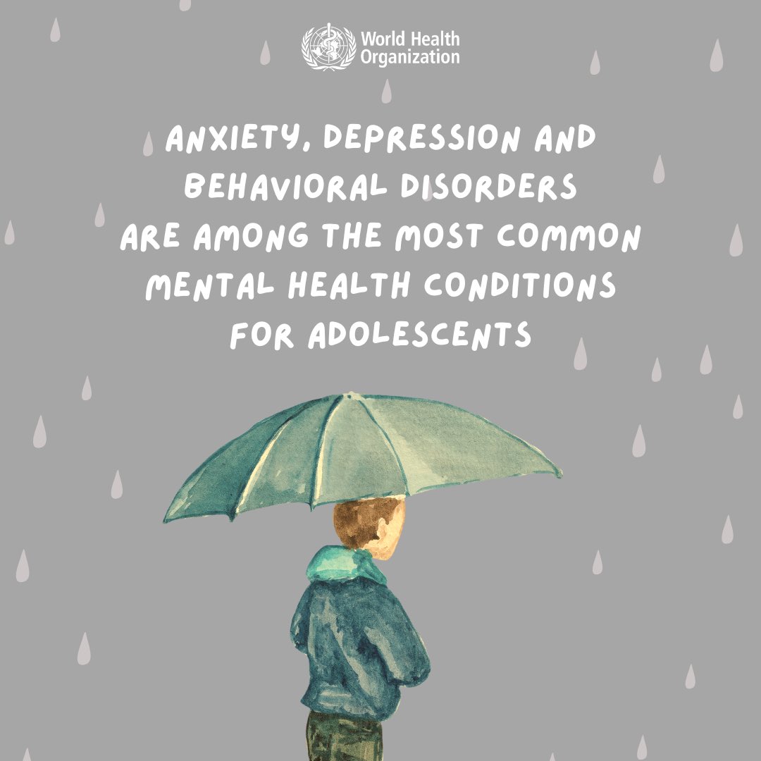 1 in 7 adolescents live with a #MentalHealth condition.

Without adequate support, these conditions can have long-lasting effects on their education, relationships, and overall well-being.

We’re calling on countries to invest in effective age-appropriate mental health services
