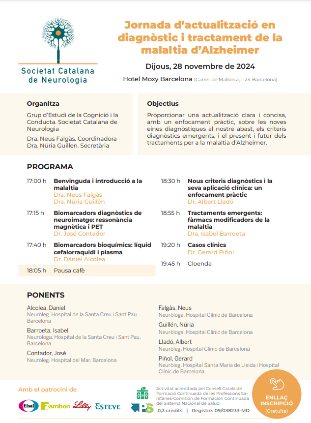 🚨Degut a l'elevat nombre d'inscripcions hem fet un CANVI EN LA UBICACIÓ del curs!! 📌Ara tindrà lloc a Hotel Moxy Barcelona (Carrer de Mallorca, 1-23. Barcelona). Gràcies a tots/es per l'interès! 🥳maps.app.goo.gl/9dCGxf3ejpMAsS……
<a href="/SCatalanaNeuro/">SCatalanaNeurologia</a>