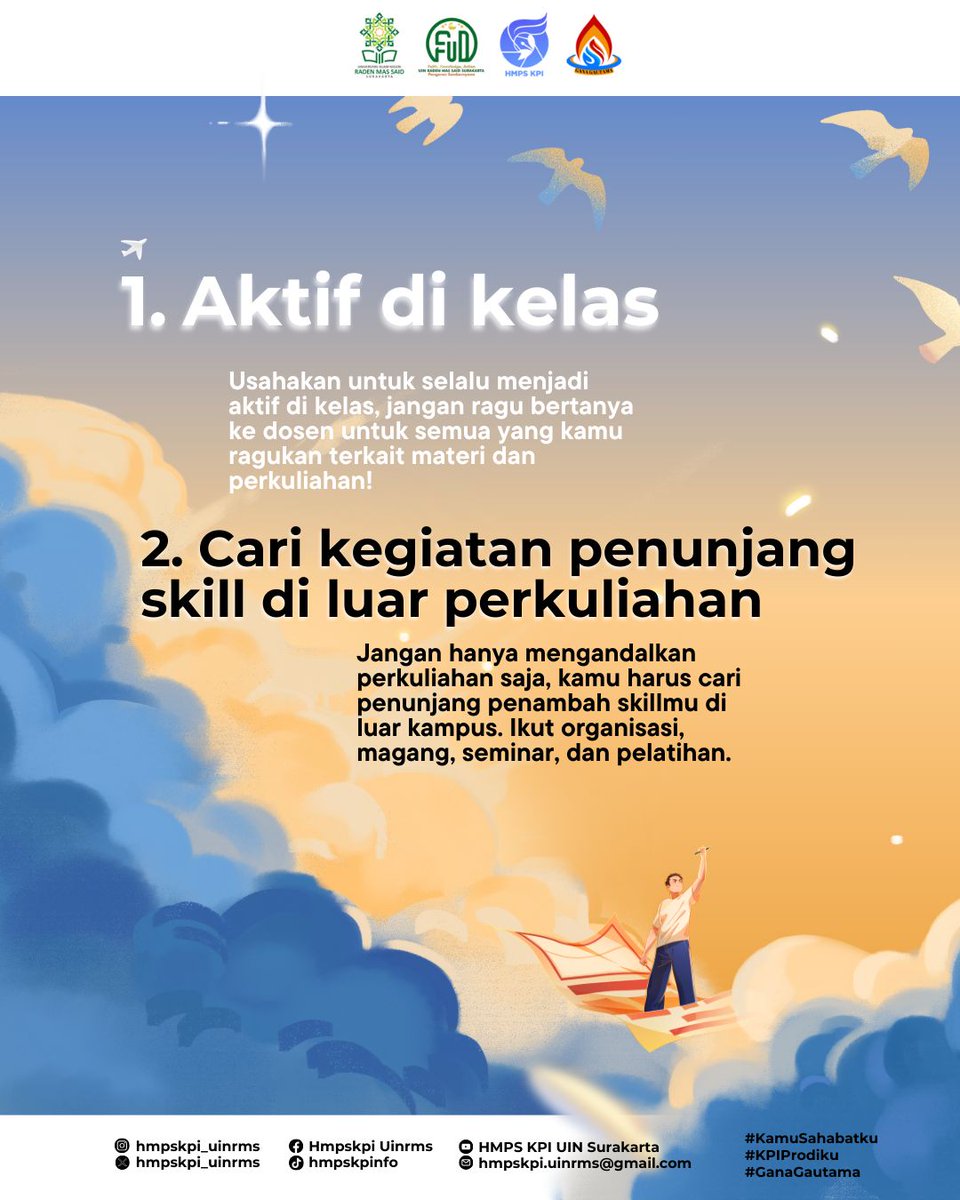 hmpskpi_uinrms's tweet photo. Gimana sih cara jadi Mahasiswa yang
keren?🤔

Kok bisa ya ada orang-orang di kampus yang keliatan kece banget dan punya personal branding yg kuat??🫣
yukk simak tiga poin berikut ya!!
#KamuSahabatku #KPIProdiku https://t.co/bRKWxSra7m
