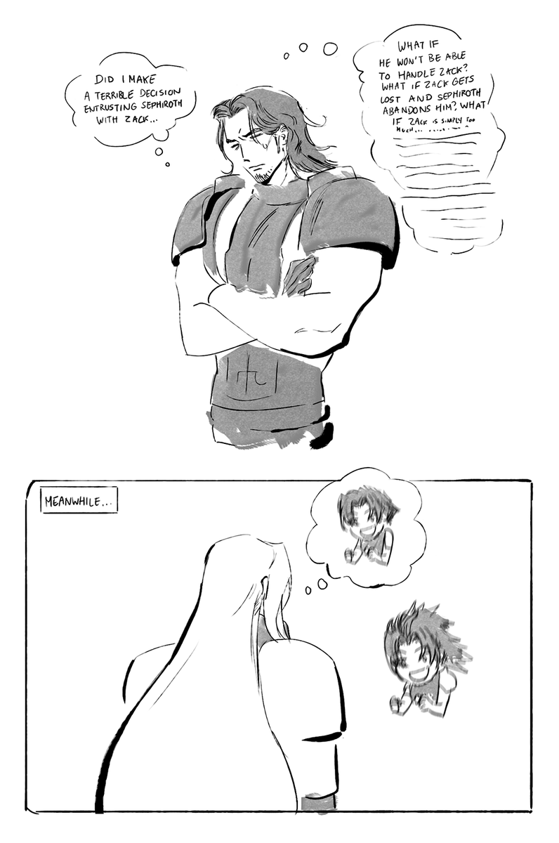 meteorsurvived's tweet photo. imagine sephiroth enjoys zack's presence because he reminds sephiroth of angeal when he was younger... https://t.co/uTNbPigEU1