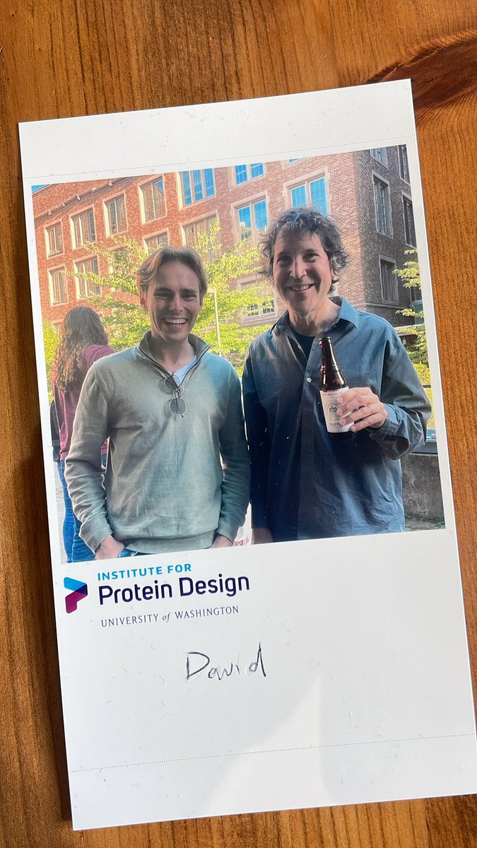 Simon Mathis (@simmat20) on Twitter photo Congratulations David!
This picture was taken just 10 days before he got the <a href="/NobelPrize/">The Nobel Prize</a> - Iām glad I got this one signed š
ā Iāve never seen a lab like the <a href="/UWproteindesign/">Institute for Protein Design</a> Such an inspiring place āØ
And congratulations of course also to John Jumper and Demis Hassabis! Congratulations David!
This picture was taken just 10 days before he got the <a href="/NobelPrize/">The Nobel Prize</a> - Iām glad I got this one signed š
ā Iāve never seen a lab like the <a href="/UWproteindesign/">Institute for Protein Design</a> Such an inspiring place āØ
And congratulations of course also to John Jumper and Demis Hassabis!