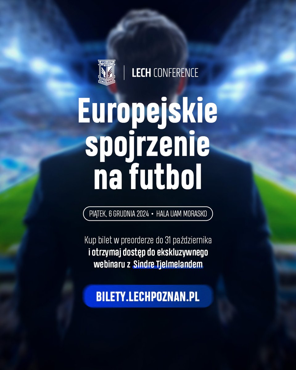 LechPoznan's tweet photo. ℹ️👨🏼🎓 6 grudnia w Hali Uniwersytetu im. Adama Mickiewicza odbędzie się jedna z największych w Polsce konferencji dla trenerów.
🚨 Przy zakupie biletu na #LechConference do 31 października otrzymasz dostęp do webinaru z Sindre Tjelmelandem.
🎫 https://t.co/OMSKkmd3dC https://t.co/4PdZXlBG8e