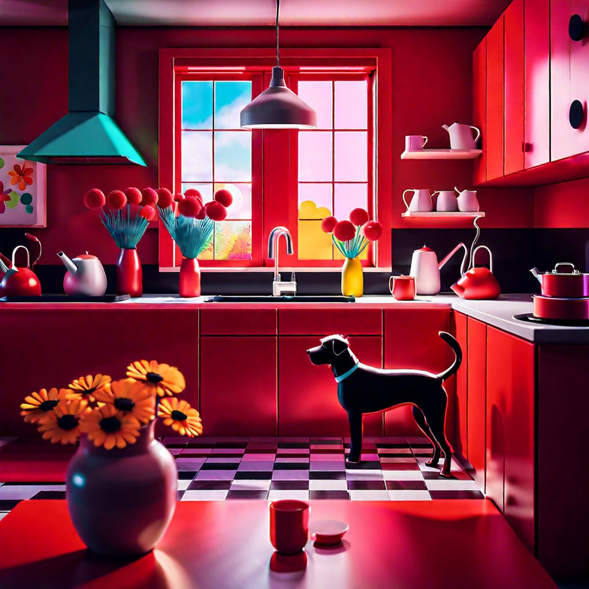 AI listened to our podcast and generated this image for what Ron's new kitchen looks like. Maki is massive, Ron has at least five kettles and three bunches of the same flowers. a jug shelf. Outstanding. HOW DID IT NOW?