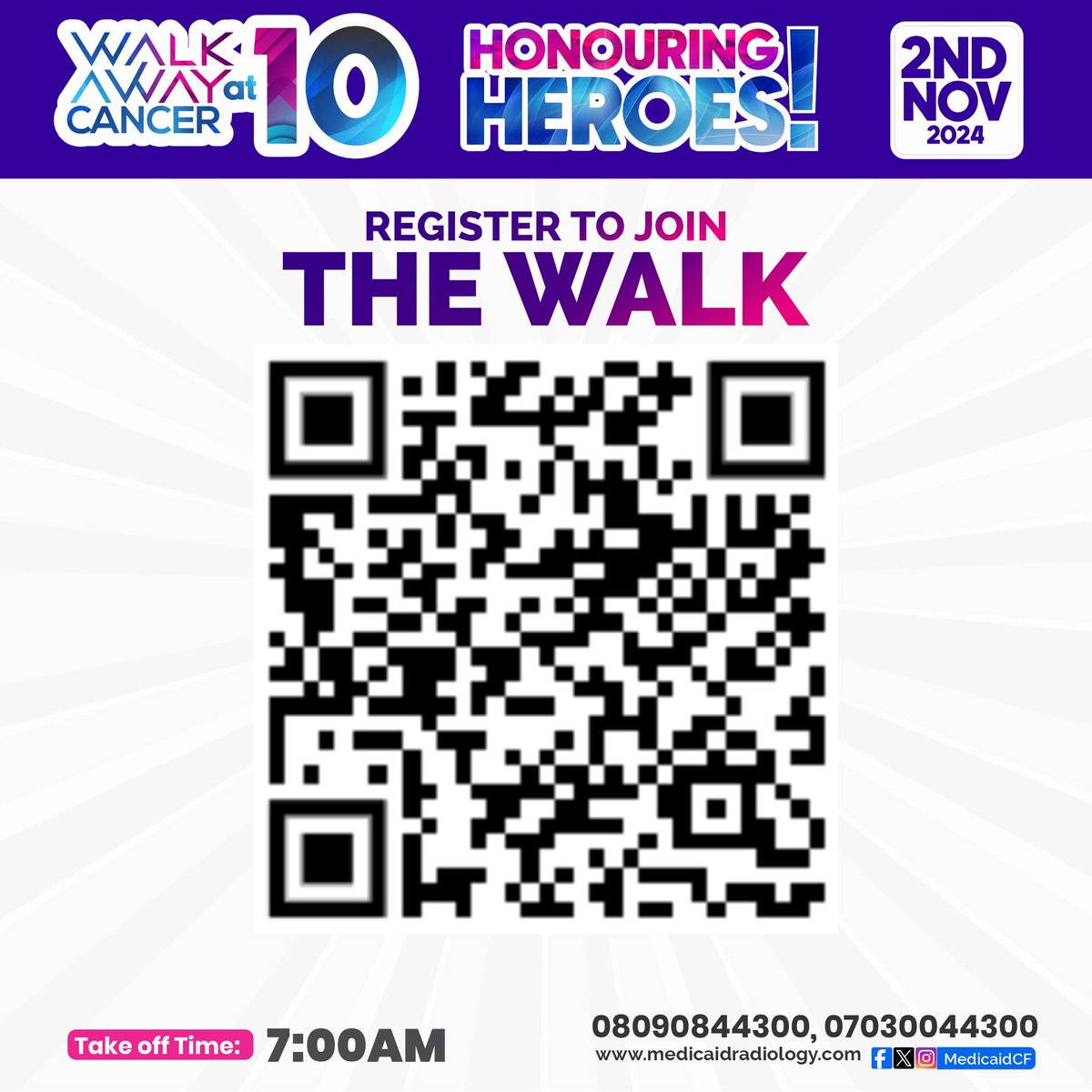 MedicaidcfP's tweet photo. Register today for #WalkAwayCancer2024 by scanning the barcode or visiting https://t.co/BNihrFCr1t .

Get your kit now and join the movement to fight cancer!🎗️

By purchasing from our #CharityCorner or online at https://t.co/14k2O7zfcF, you're not only getting a great kit but also supporting the #battleagainstcancer. 

Every purchase helps raise #awareness and provides crucial support to those fighting cancer.

Together, we can make a real impact! #WalkAwayCancerNG #FightCancer #RegisterNow #Walkawaycancerat10 #Walkawaycancer