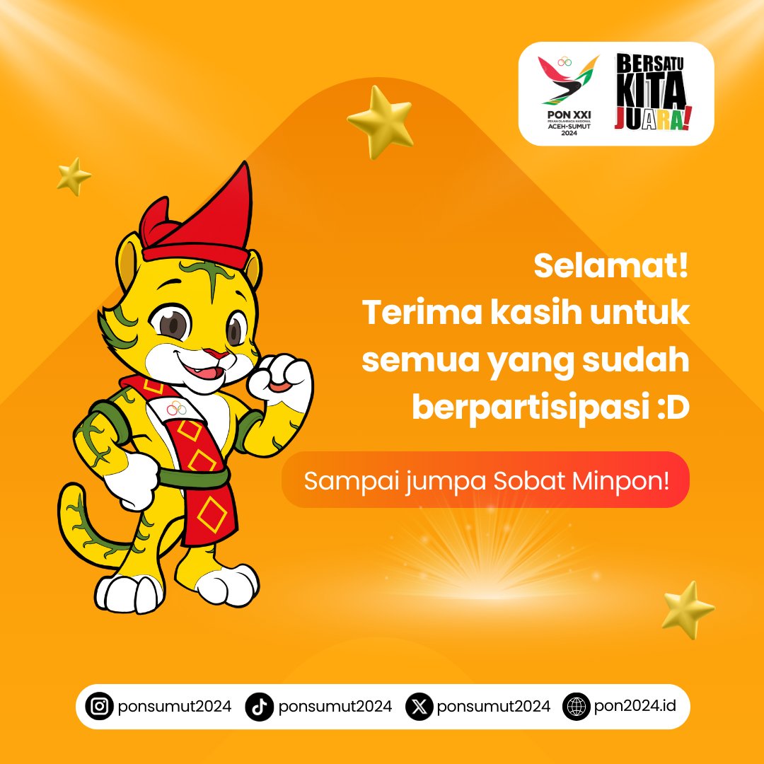 ponsumut2024's tweet photo. Terima kasih banyak-banyak untuk semua yang sudah berpartisipasi, ya. #PONSumut2024 #PON2024 #PONXXIAcehSumut2024 #PONXXI https://t.co/ZPcwOSGQrZ