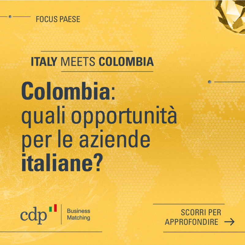 GruppoCDP's tweet photo. 📊 Lo sapevi che gli scambi tra #Italia e #Colombia valgono circa 2 miliardi di euro? Scopri le opportunità per le #aziende italiane il 17 ottobre con "🇮🇹 meets 🇨🇴", l'evento digitale di lancio di #CDPBusinessMatching sul mercato colombiano.
Iscriviti qui ⤵️