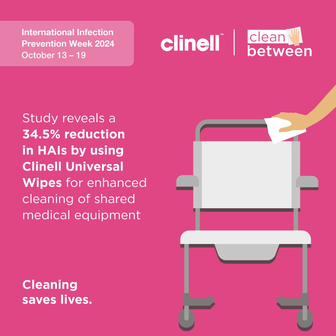 The CLEEN study reveals that enhanced cleaning of shared medical equipment with Clinell Universal Wipes reduced HAIs by 34.5%. Cleaning saves lives. 

📥 Download IPC posters: bit.ly/3TYTVpc 
🔗Register for webinar: bit.ly/3XU4Th8

#IIPW #IPC #CleanBetween