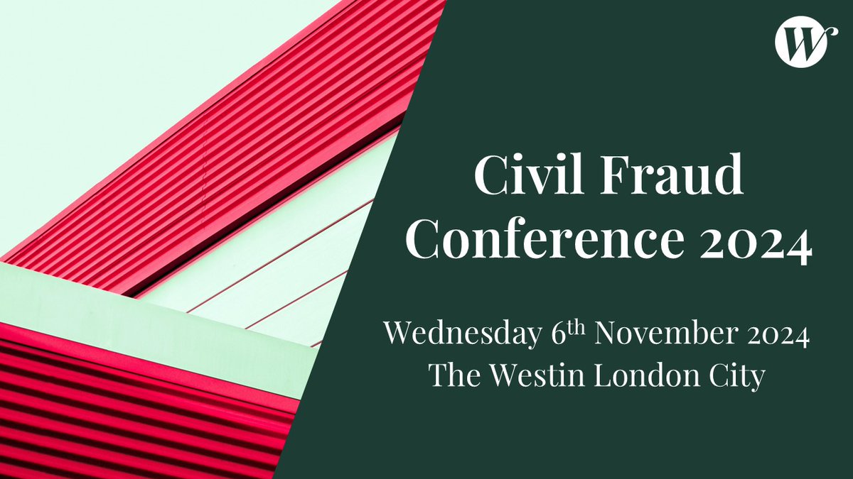 Our Civil Fraud Conference will be taking place at one of London's newest events venues, The Westin on Wednesday 6 November!

To find out more, please see here: wilberforce.co.uk/events-webinar…
