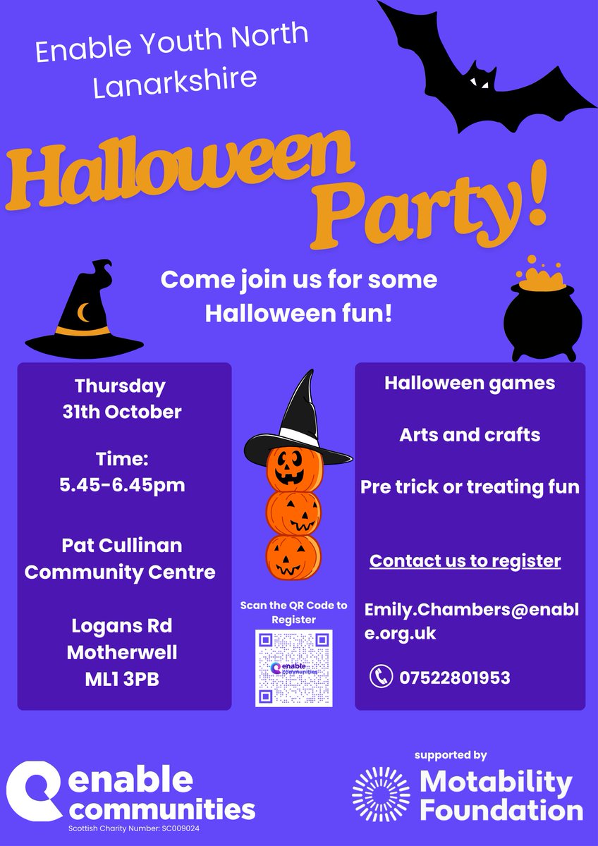 EmilyEnable's tweet image. 👻Halloween Party👻
Come join us for some Halloween fun 🎃

Thursday the 31st October at the Pat Cullinan Community Centre 

Would love to see some new face come along to join in on the fun! 🦇

Contact to register!