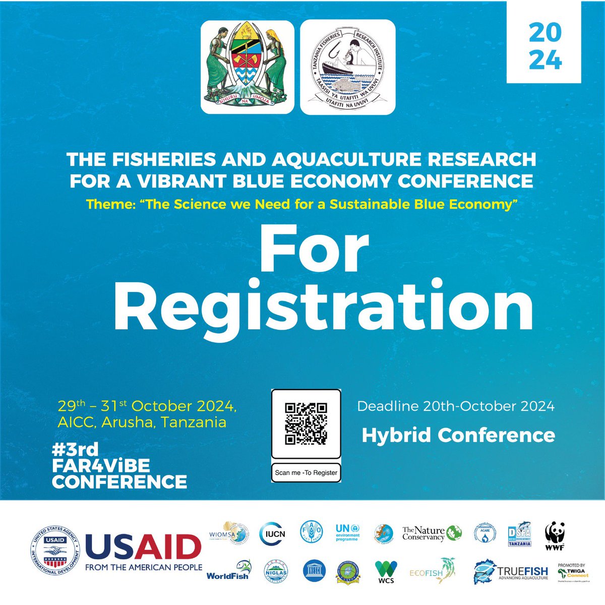 🌊🌍 Join FAR4ViBE 2024 to explore sustainable strategies for managing aquatic resources, fisheries value chains, and biodiversity conservation.

🗓️ Register by 20th October 2024
🔗 Register here: docs.google.com/forms/d/e/1FAI…
🌐 Learn more: tafiri.go.tz/conference/ind…

#3rdFAR4ViBE