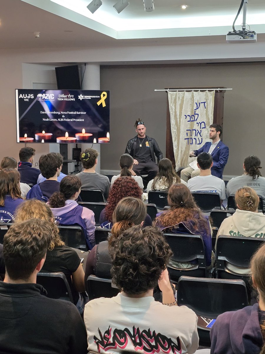 SiegalTobias's tweet image. &quot;On october 7, I couldn&apos;t protect myself, I was powerless,&quot; Nova survivor David Bromberg said at an event with @AUJS and @dillerteenfllws in Melbourne, reflecting the helplessness felt by many Israelis that day.

The next day, he showed up for reserve duty.

#AmIsraelChai