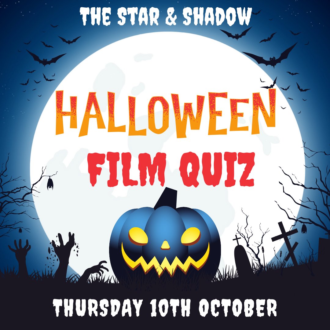 Star & Shadow Cinema (@starandshadow) on Twitter photo BOOK NOW for the Star & Shadow Halloween Film Quiz tomorrow! 🎃 Test your Halloween & Horror movie knowledge! Email starandshadowfilmquiz@gmail.com to secure your spot.
📅 Thursday 9th October, 7:30pm
💰 £2 per person, max 6 per team. BOOK NOW for the Star & Shadow Halloween Film Quiz tomorrow! 🎃 Test your Halloween & Horror movie knowledge! Email starandshadowfilmquiz@gmail.com to secure your spot.
📅 Thursday 9th October, 7:30pm
💰 £2 per person, max 6 per team.