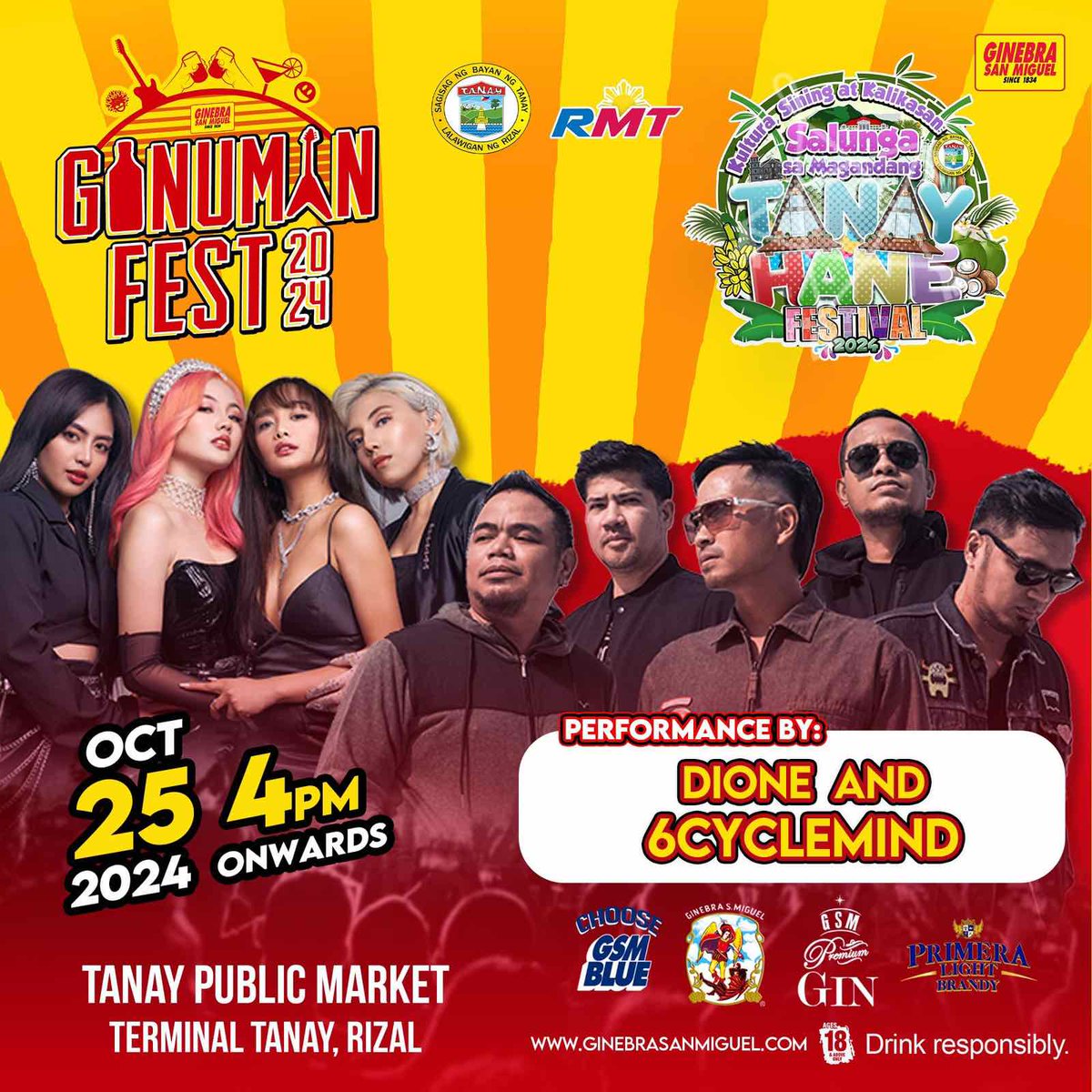 You missed Oct 11's event at the Thriftmart Tanay Rizal? Come and see us perform LIVE at makipag rarakan with the Filipino rock band @6cyclemindband this time on Oct 25 at Tanay Public Market, Terminal Tanay Rizal! 🥰

GSM BLUE
#itsDIONE
#GSMBlueLycheeMartini
#OctoberFest2024