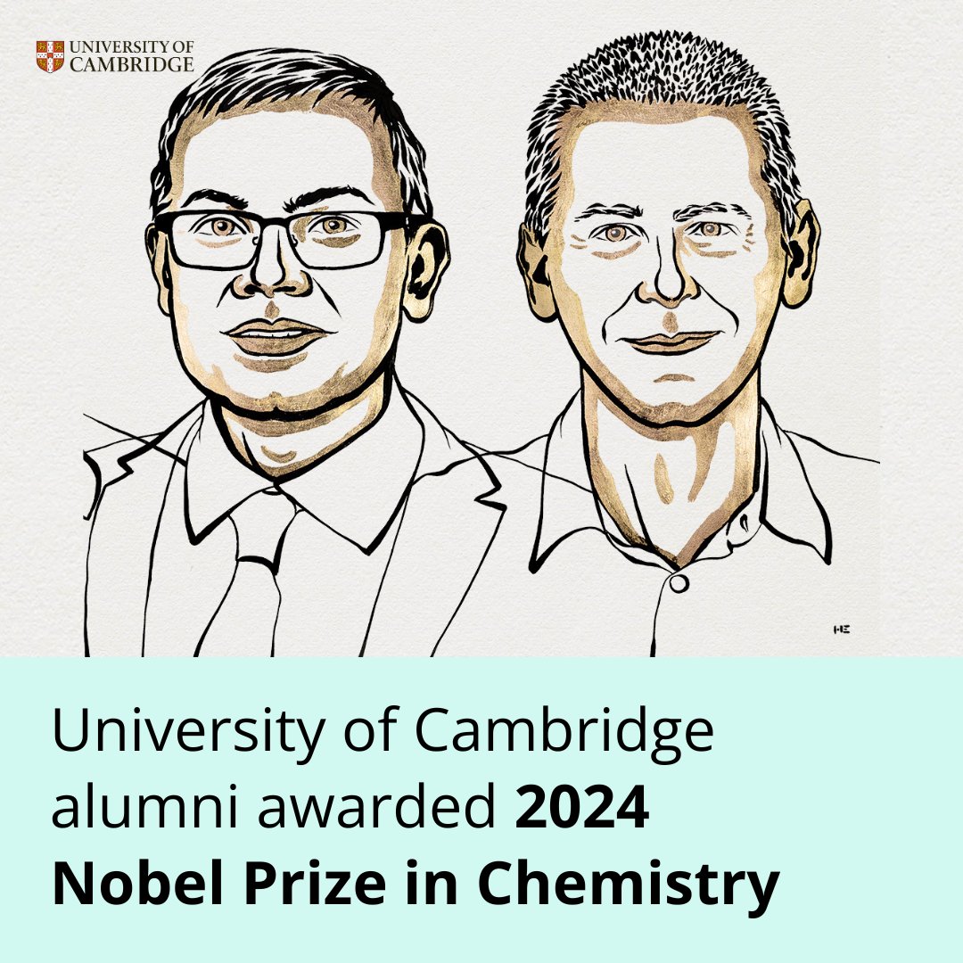 Cambridge University (@cambridge_uni) on Twitter photo 🏆 Congratulations to Cambridge alumni Sir Demis Hassabis and Dr John Jumper, who have been jointly awarded this year’s <a href="/NobelPrize/">The Nobel Prize</a> in Chemistry for developed an AI model to predicting proteins’ complex structures.
Read more 👇 cam.ac.uk/research/news/…
#NobelPrize 🏆 Congratulations to Cambridge alumni Sir Demis Hassabis and Dr John Jumper, who have been jointly awarded this year’s <a href="/NobelPrize/">The Nobel Prize</a> in Chemistry for developed an AI model to predicting proteins’ complex structures.
Read more 👇 cam.ac.uk/research/news/…
#NobelPrize