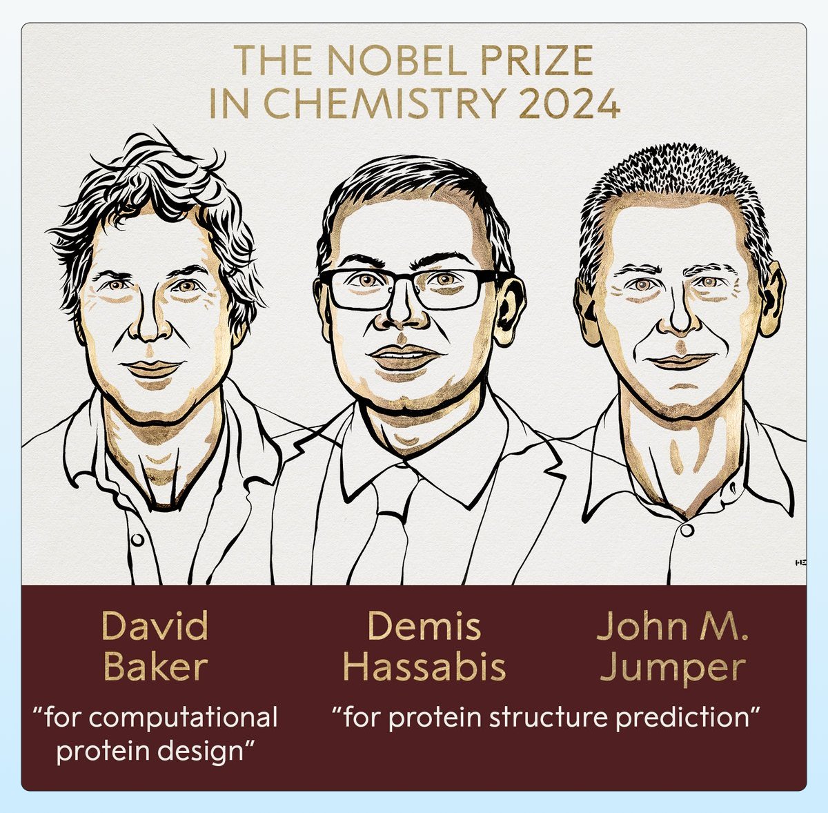Isomorphic Labs (@isomorphiclabs) on Twitter photo We are thrilled to share the breaking news that our CEO and founder <a href="/demishassabis/">Demis Hassabis</a> and <a href="/GoogleDeepMind/">Google DeepMind</a> colleague John Jumper have been awarded the 2024 Nobel Prize in Chemistry for their groundbreaking work creating AlphaFold alongside David Baker for computational protein We are thrilled to share the breaking news that our CEO and founder <a href="/demishassabis/">Demis Hassabis</a> and <a href="/GoogleDeepMind/">Google DeepMind</a> colleague John Jumper have been awarded the 2024 Nobel Prize in Chemistry for their groundbreaking work creating AlphaFold alongside David Baker for computational protein