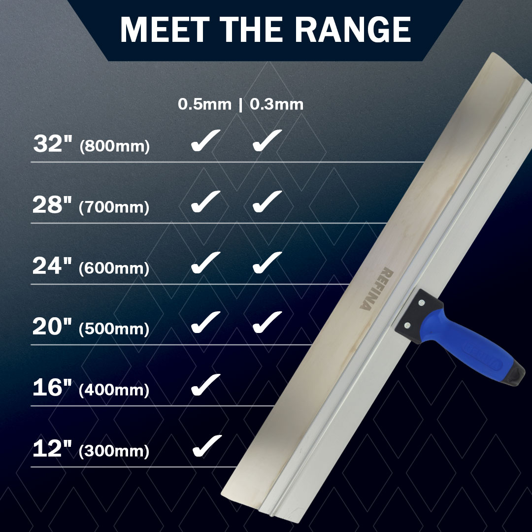 RefinaLtd's tweet image. 🆕COMING SOON - More sizes you requested for our Skimming Spatulas.

🔵Flex 0.3mm will be available in 20", 28" &amp;amp; 32"

🔵Stiff 0.5mm will be available in 12", 16", 24", 28" &amp;amp; 32"

Find them here: refina.co.uk/jolisearch?s=s…+

#plastering #plasteringtools #newtools #refina