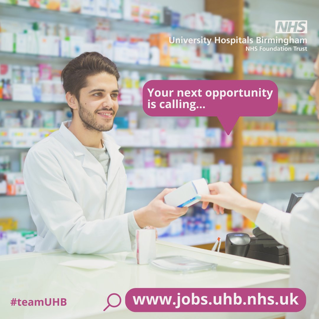 📰 Weekly vacancy bulletin

Hospital pharmacies are vital to the NHS, and in joining #teamUHB, you will be joining a team whose focus is firmly on delivering the best care possible to our patients.

🔍 Check out our pharmacy opportunities at #teamUHB orlo.uk/uD0cI