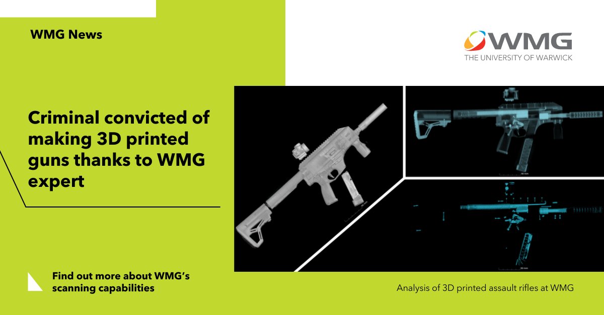 WMG (@wmgwarwick) on Twitter photo Head of Metrology and Visualisation, Professor Mark Williams has worked with <a href="/WMPolice/">West Midlands Police</a> to help convict a criminal by using cutting-edge technology to scan homemade 3D printed assault rifles in a ground-breaking case.
Read more: bit.ly/4gUcB3r
#3DImaging #3DScanning Head of Metrology and Visualisation, Professor Mark Williams has worked with <a href="/WMPolice/">West Midlands Police</a> to help convict a criminal by using cutting-edge technology to scan homemade 3D printed assault rifles in a ground-breaking case.
Read more: bit.ly/4gUcB3r
#3DImaging #3DScanning