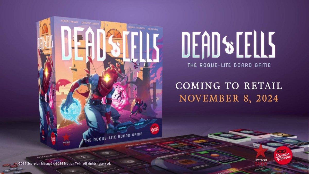 DEADCELLS : Après une campagne KS qui nous a fait vibrer, maintenant que les backers se font livrer, <a href="/Scorpionmasque/">Scorpion masqué</a> annonce la sortie du jeu en boutiques : 𝗟𝗘 𝟴 𝗡𝗢𝗩𝗘𝗠𝗕𝗥𝗘 𝟮𝟬𝟮𝟰 ! 
(profitez-en, pr une fois qu'un KS est à l'heure😊)
🧭🗡️💀⚗️🔄
deadcellstheboardgame.com/products/dead-…
