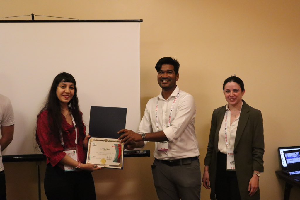 MICCAI Students (@miccaistudents) on Twitter photo 🏆 This year's Third Place Paper Award at the EMERGE workshop went to <a href="/touihri_mariem/">Mariem Touihri</a> <a href="/ahmednebli3/">ahmed nebli</a> for their work: Graph Regularizable Assessment Metric!
Big congratulations on behalf of all the organisers!
Read the paper here:
🔗 openreview.net/group?id=MICCA…
#MICCAI #MICCAI2024 🏆 This year's Third Place Paper Award at the EMERGE workshop went to <a href="/touihri_mariem/">Mariem Touihri</a> <a href="/ahmednebli3/">ahmed nebli</a> for their work: Graph Regularizable Assessment Metric!
Big congratulations on behalf of all the organisers!
Read the paper here:
🔗 openreview.net/group?id=MICCA…
#MICCAI #MICCAI2024