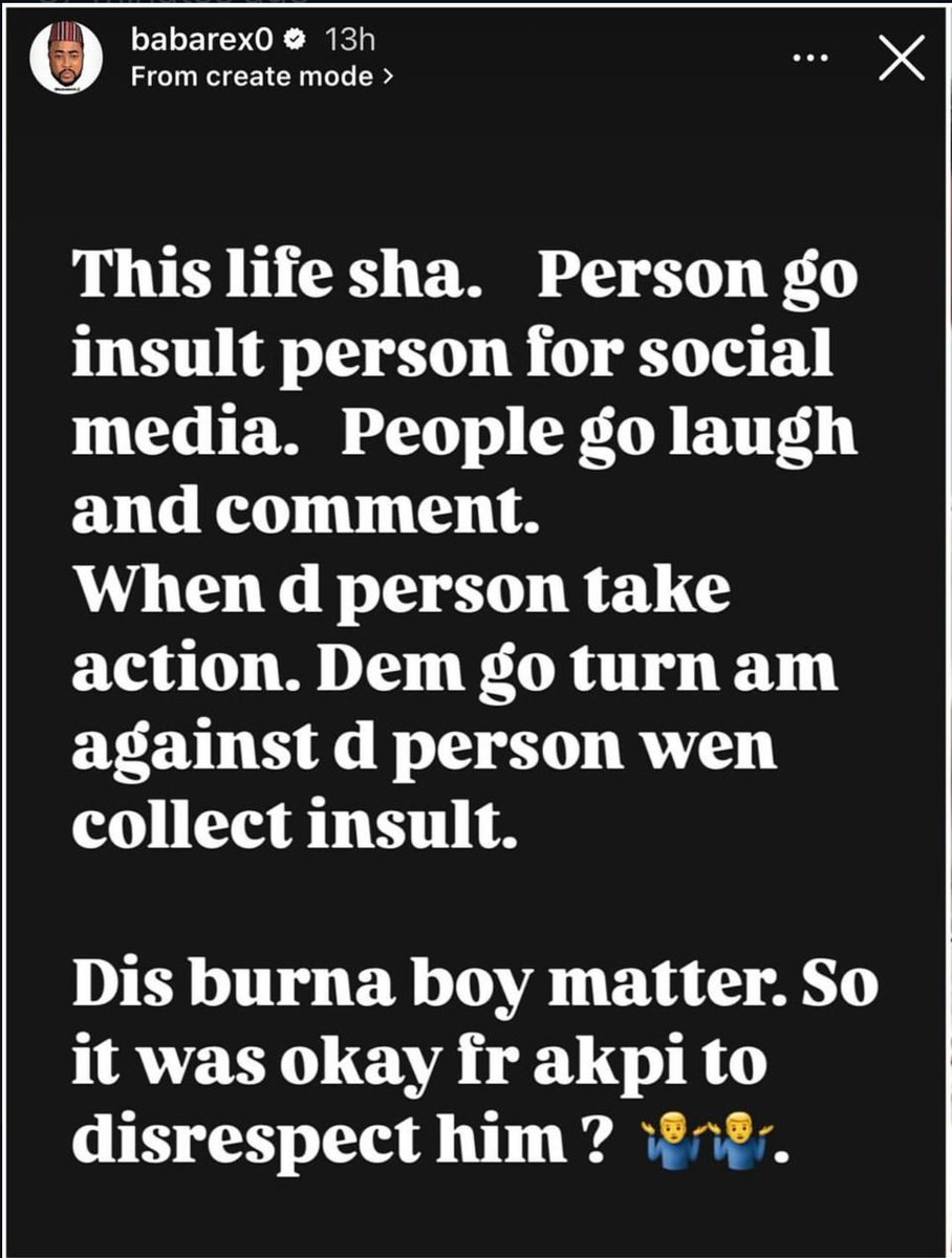 instablog9ja's tweet image. So it was okay for Akpi to disrespect him? — Actor Babarex asks critical questions
