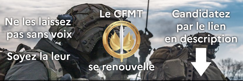 🚀 Prenez part à l'avenir du CFMT !!
Ne manquez pas l’opportunité de faire entendre votre voix. 🎤

Postulez avant le 15 décembre 2024, minuit ⏳ 

‼️Le lien de candidature 👉🏼 docs.google.com/forms/d/1fla4V… 

#RenouvellementCFMT #EngagementMilitaire #ParticipezCFMT