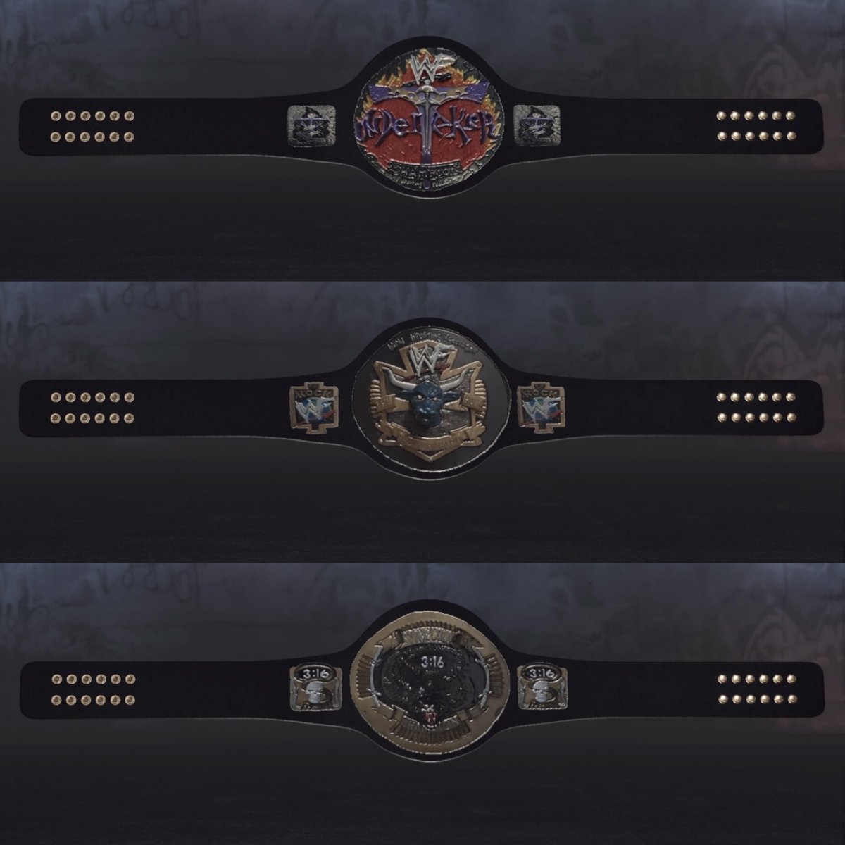 PocketzRyan's tweet photo. 1998 Jakks Pacific Toy Belts up on Community Creations, just search JakksPacific #WWE2K24 #communitycreations https://t.co/ZApjMW3NC2