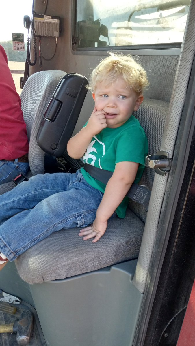 kay_timpe's tweet photo. This boy can't get enough of riding in the combine with his papa. Learning from the best that @PioneerSeeds is the best genetics #plantpioneer #harvest24 #harvestpioneer https://t.co/eDNLiYnXzL