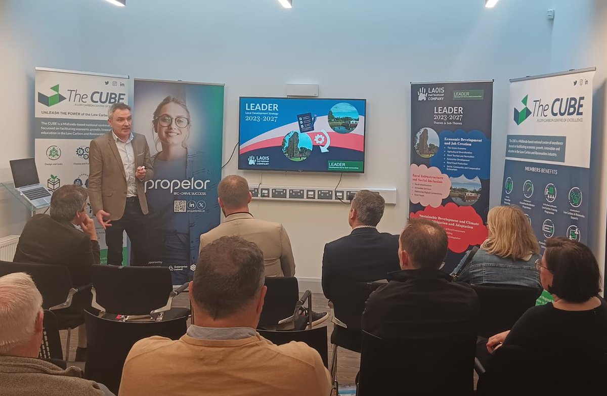 The CUBE Low Carbon Centre of Excellence (@thecubelaois) on Twitter photo A big thank you to our speakers and to everyone who joined us in The CUBE this morning for our Midlands Green Innovation Event.
We were delighted to be joined by:
🌳Justin Kearns, <a href="/propelorbic/">Propelor BIC (the new name for South East BIC)</a>
🟢David Scanlon <a href="/accel_green/">Accelerate Green</a>
🌳Brian Kelly, <a href="/laoispartner/">@laoispartnership</a>
🟢Mark Clancy, <a href="/LEOLaois/">LEO Laois</a> A big thank you to our speakers and to everyone who joined us in The CUBE this morning for our Midlands Green Innovation Event.
We were delighted to be joined by:
🌳Justin Kearns, <a href="/propelorbic/">Propelor BIC (the new name for South East BIC)</a>
🟢David Scanlon <a href="/accel_green/">Accelerate Green</a>
🌳Brian Kelly, <a href="/laoispartner/">@laoispartnership</a>
🟢Mark Clancy, <a href="/LEOLaois/">LEO Laois</a>